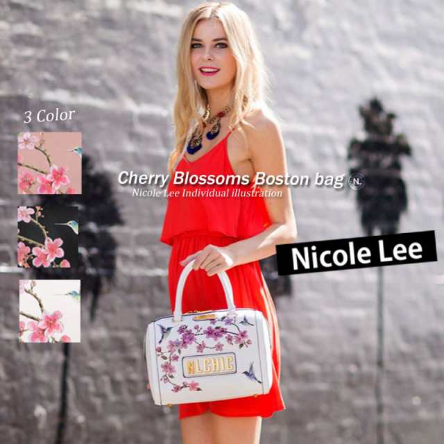 NICOLE LEE ニコールリー CHR12713 桜 フローラル メタルロゴ レディース ハンドバッグ ミニボストンバッグ レトロフラワー クラシカル フェイクレザー 花 さくら ニコルリー nicole lee グリッター送料無料 日本正規代理店 ヴィーガンレザー ガールズ インスタの通販は