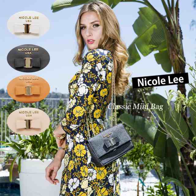 NICOLE LEE ニコールリー P11046 キュート チャーミング メタル NLロゴ リボン チェーンショルダーバッグ 大人フェミニン クラシカル パの通販は