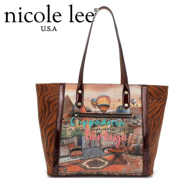 NICOLE LEE ニコールリー HNE16924 レディース ニコル リー 大人リッチ カウガール トートバッグ ショルダー バック ビーガン レザー スパンコール ビジュー 公式 2WAY ラインストーン HEAVEN ON EARTH SHOPPER 大きめ A4 マザーズバッグ ゼブラ柄 トラ柄_1