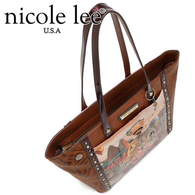NICOLE LEE ニコールリー HNE16924 レディース ニコル リー 大人リッチ カウガール トートバッグ ショルダー バック ビーガン レザー スパンコール ビジュー 公式 2WAY ラインストーン HEAVEN ON EARTH SHOPPER 大きめ A4 マザーズバッグ ゼブラ柄 トラ柄_6