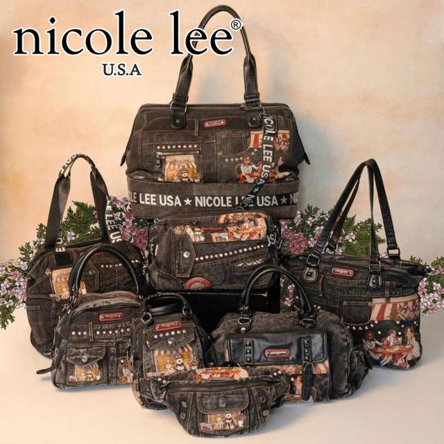 NICOLE LEE ニコールリー JS16975 SISTERS SECRET レディース ニコルリー デニム ロゴショルダー ナナメ掛け ボディバッグ ショルダーバッグ オーロラビジュー ワッペン イラスト ステッチ DENIM SISTERS SECRET BELT BAG ラインストーン ジーンズ 通勤通学_10