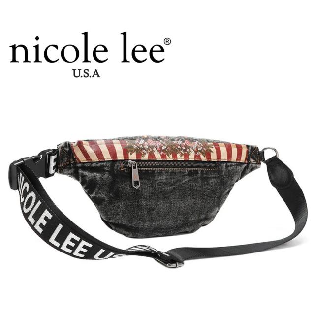 NICOLE LEE ニコールリー JS16975 SISTERS SECRET レディース ニコルリー デニム ロゴショルダー ナナメ掛け ボディバッグ ショルダーバッグ オーロラビジュー ワッペン イラスト ステッチ DENIM SISTERS SECRET BELT BAG ラインストーン ジーンズ 通勤通学_6