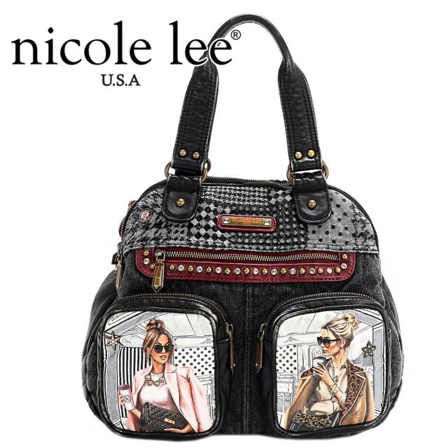 2024 新作 数量限定 NICOLE LEE ニコールリー JS17129 LADIES NIGHT OUT DENIM SHOULDER BAG レディース デニムミックス ミニボストン ショルダー ハンドバッグ 海外ブランド バック  ニコルリー カラーストーン スタッズ クール かっこいい クリスマス ドット柄 ビジューの通販は 20,300円