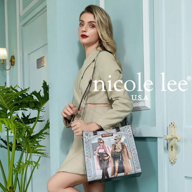 2024 新作 数量限定 NICOLE LEE ニコールリー LNO17063 LADIES NIGHT OUT TOTE レディース スクエアトートバッグ ショルダー ハンドバッグ 海外ブランド バック  ニコルリー カラーストーン スタッズ クール かっこいい クリスマス レオパード柄 ビジュー キラキララメ 大きの通販は 20,300円