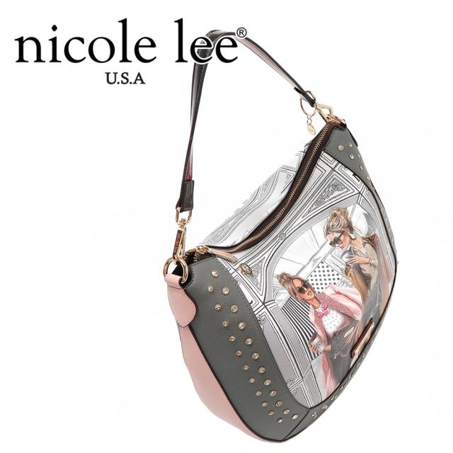 数量限定 NICOLE LEE ニコールリー LNO17064 LADIES NIGHT OUT HOBO BAG レディース トートバッグ ショルダー ハンドバッグ 海外ブランド バック  ニコルリー カラーストーン スタッズ クール かっこいい クリスマス レオパード柄 ビジュー キラキララメ 大き_9