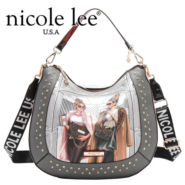 数量限定 NICOLE LEE ニコールリー LNO17064 LADIES NIGHT OUT HOBO BAG レディース トートバッグ ショルダー ハンドバッグ 海外ブランド バック  ニコルリー カラーストーン スタッズ クール かっこいい クリスマス レオパード柄 ビジュー キラキララメ 大き_3