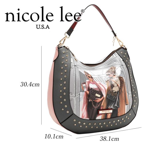 数量限定 NICOLE LEE ニコールリー LNO17064 LADIES NIGHT OUT HOBO BAG レディース トートバッグ ショルダー ハンドバッグ 海外ブランド バック  ニコルリー カラーストーン スタッズ クール かっこいい クリスマス レオパード柄 ビジュー キラキララメ 大き_6