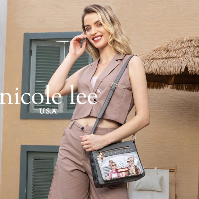 2024 新作 数量限定 NICOLE LEE ニコールリー LNO17066 LADIES NIGHT OUT HOBO HANDBAG レディース ハンドバッグ ショルダー 2WAY 海外ブランド バック  ニコルリー カラーストーン スタッズ クール かっこいい クリスマス レオパード柄 ビジュー キラキララメ 大きめ ビーズ