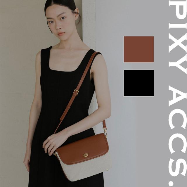 保証付 返品OK  日本正規代理店  2024 PIXY ACCS. ピクシーアックス  DS230003 レディース カジュアル キャンバス ビーガンレザー クラシカル ショルダーバッグ 通学 20代 30代 40代 50代 60代 台湾 Motif帆布側背包 組合 帆布 ナナメ掛け 撥水 バイカラー 帆布 DAILY PRESHの通販は