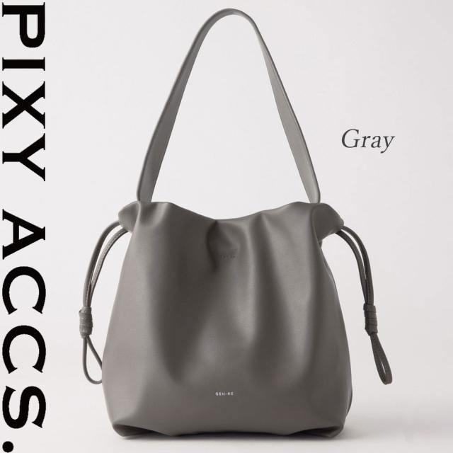 保証付 返品OK  日本正規代理店  2024 PIXY ACCS. ピクシーアックス  GR230010 レディース リッチ ロゴ 巾着 ドローコード ショルダーバッグ ハンドバッグ トートバッグ ビジネス エレガント 通勤通学 レザー 人気 20代 30代 40代 50代 60代 台湾 Lullaby 拉?小包 GRN-RE