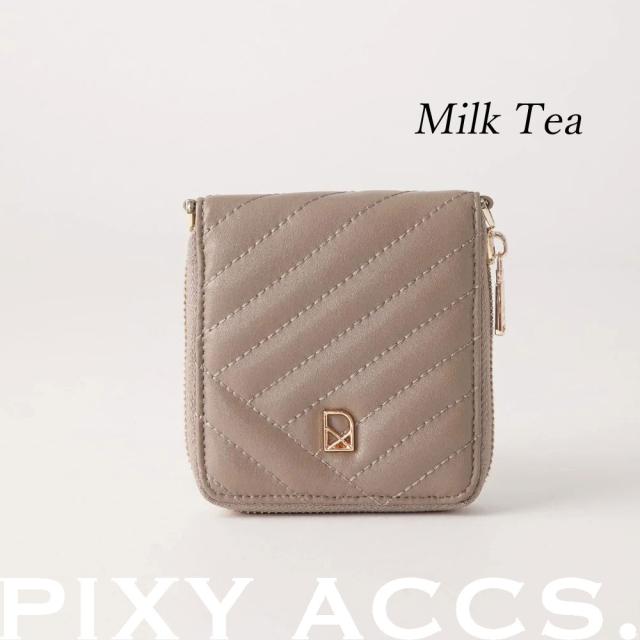 保証付 返品OK 日本正規代理店 PIXY ACCS. ピクシーアックス PW220005 レディース キルティング フェミニン 二つ折り ラウンドファスナーミニ財布 ウォレット お財布バッグ チェーンショルダー エレガント 本革 レザー 人気ブランド 台湾 幻夢交織車線真皮掛？短夾_9