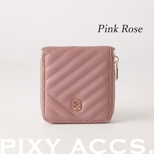 保証付 返品OK 日本正規代理店 PIXY ACCS. ピクシーアックス PW220005 レディース キルティング フェミニン 二つ折り ラウンドファスナーミニ財布 ウォレット お財布バッグ チェーンショルダー エレガント 本革 レザー 人気ブランド 台湾 幻夢交織車線真皮掛？短夾_11