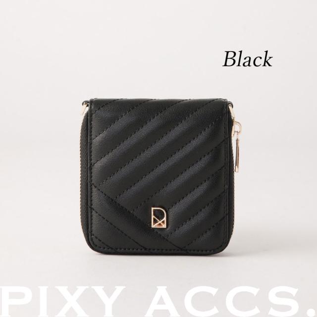 保証付 返品OK 日本正規代理店 PIXY ACCS. ピクシーアックス PW220005 レディース キルティング フェミニン 二つ折り ラウンドファスナーミニ財布 ウォレット お財布バッグ チェーンショルダー エレガント 本革 レザー 人気ブランド 台湾 幻夢交織車線真皮掛？短夾_12