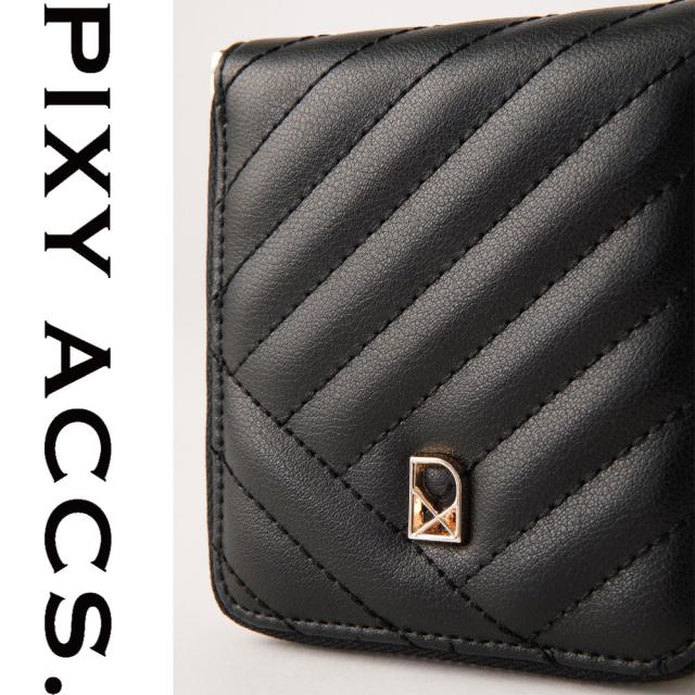 保証付 返品OK 日本正規代理店 PIXY ACCS. ピクシーアックス PW220005 レディース キルティング フェミニン 二つ折り ラウンドファスナーミニ財布 ウォレット お財布バッグ チェーンショルダー エレガント 本革 レザー 人気ブランド 台湾 幻夢交織車線真皮掛？短夾_13