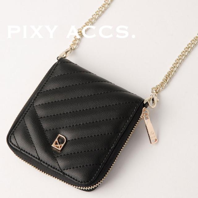 保証付 返品OK 日本正規代理店 PIXY ACCS. ピクシーアックス PW220005 レディース キルティング フェミニン 二つ折り ラウンドファスナーミニ財布 ウォレット お財布バッグ チェーンショルダー エレガント 本革 レザー 人気ブランド 台湾 幻夢交織車線真皮掛？短夾_14