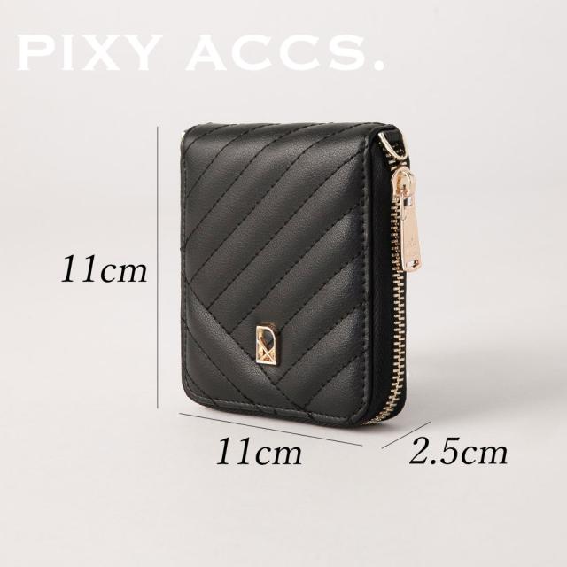保証付 返品OK 日本正規代理店 PIXY ACCS. ピクシーアックス PW220005 レディース キルティング フェミニン 二つ折り ラウンドファスナーミニ財布 ウォレット お財布バッグ チェーンショルダー エレガント 本革 レザー 人気ブランド 台湾 幻夢交織車線真皮掛？短夾_16