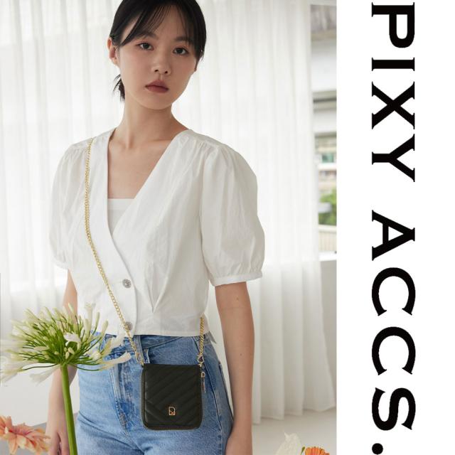 保証付 返品OK 日本正規代理店 PIXY ACCS. ピクシーアックス PW220005 レディース キルティング フェミニン 二つ折り ラウンドファスナーミニ財布 ウォレット お財布バッグ チェーンショルダー エレガント 本革 レザー 人気ブランド 台湾 幻夢交織車線真皮掛？短夾_7