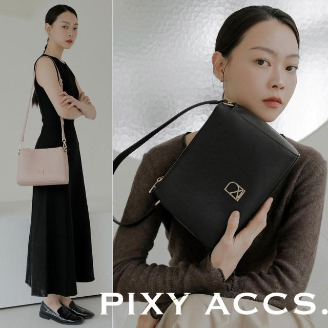 保証付 返品OK 日本正規代理店  PIXY ACCS. ピクシーアックス PX220042 レディース エレガント リッチ ビーガンレザー 2way トートバッグ ポーチ バッグ ショルダー 仕切り 通勤通学 レザー 20代 30代 40代 50代 60代 台湾 窗外光景小側背包 大人シンプル ナナメ掛け_6