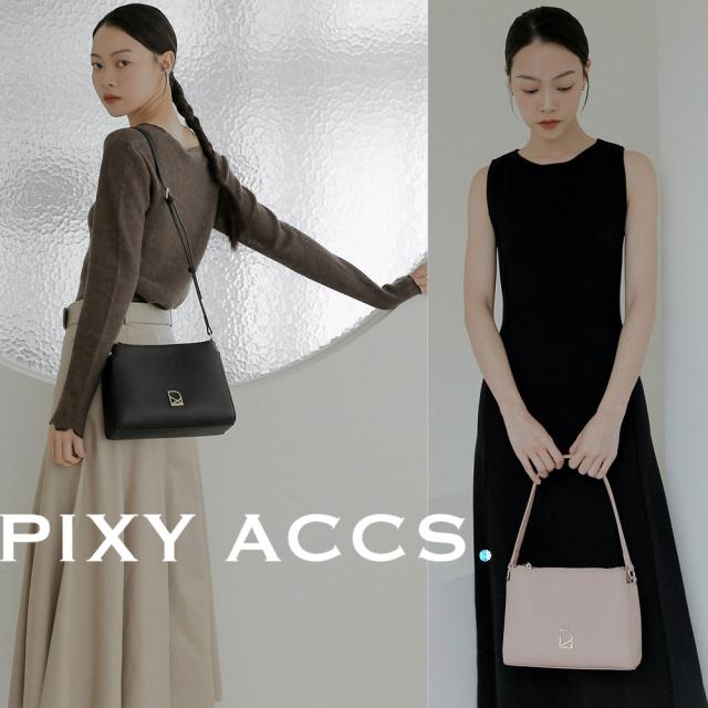 保証付 返品OK 日本正規代理店  PIXY ACCS. ピクシーアックス PX220042 レディース エレガント リッチ ビーガンレザー 2way トートバッグ ポーチ バッグ ショルダー 仕切り 通勤通学 レザー 20代 30代 40代 50代 60代 台湾 窗外光景小側背包 大人シンプル ナナメ掛け_4