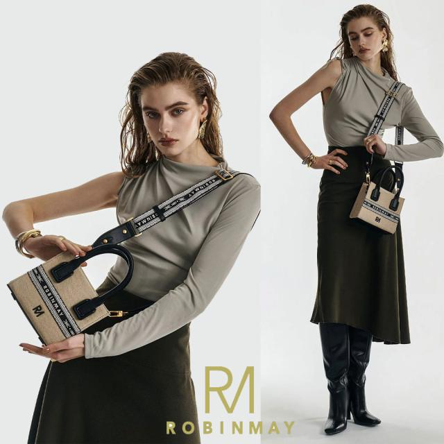 保証付 返品OK ROBINMAY ロビンメイ 正規代理店 B197 Laurel Goddess handbag M レディース RMロゴ リネンハンドバッグ 麻 キャンバス ショルダー 小さめ 春夏秋冬 ビーガンレザー ヴィーガン 人気 30代 40代 SDGs サステナブル 旅行 ジャガード刺繍 トレンド 公式_2