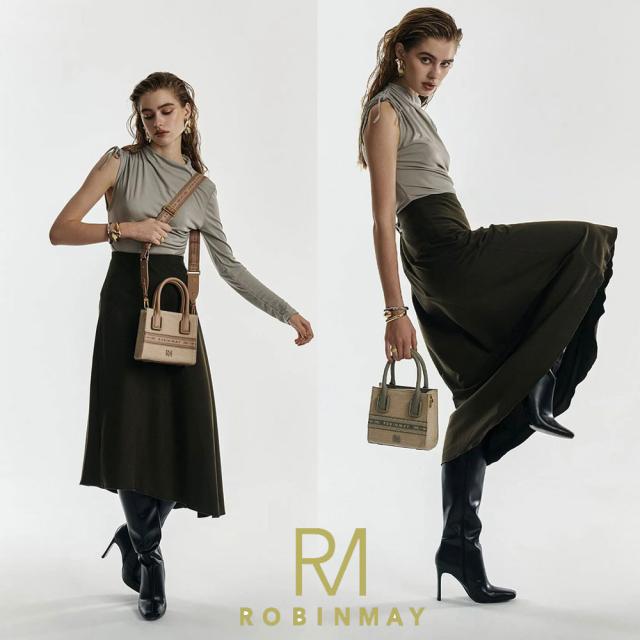 保証付 返品OK ROBINMAY ロビンメイ 正規代理店 B197 Laurel Goddess handbag M レディース RMロゴ リネンハンドバッグ 麻 キャンバス ショルダー 小さめ 春夏秋冬 ビーガンレザー ヴィーガン 人気 30代 40代 SDGs サステナブル 旅行 ジャガード刺繍 トレンド 公式_3