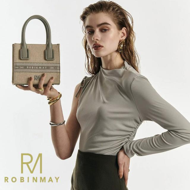 保証付 返品OK ROBINMAY ロビンメイ 正規代理店 B197 Laurel Goddess handbag M レディース RMロゴ リネンハンドバッグ 麻 キャンバス ショルダー 小さめ 春夏秋冬 ビーガンレザー ヴィーガン 人気 30代 40代 SDGs サステナブル 旅行 ジャガード刺繍 トレンド 公式_4