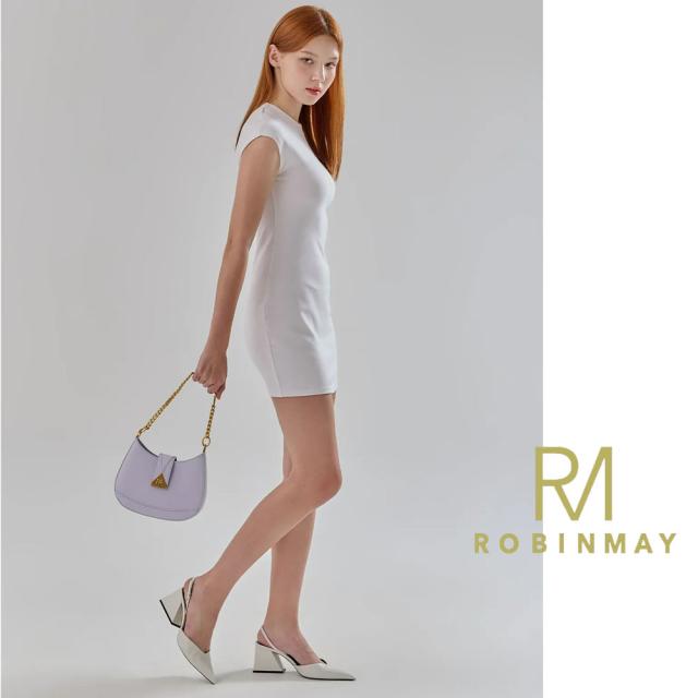 保証付 返品OK 正規品 ROBINMAY ロビンメイ B200 Land of Water Shoulder Bag レディース RMロゴ エレガントチェーンショルダーバッグ ナナメ掛け ハンドバッグ 春夏秋冬 ビーガンレザー ヴィーガン ミニバッグ シルバー 三角ロゴ 20代 30代 40代 50代 60代 公式_4