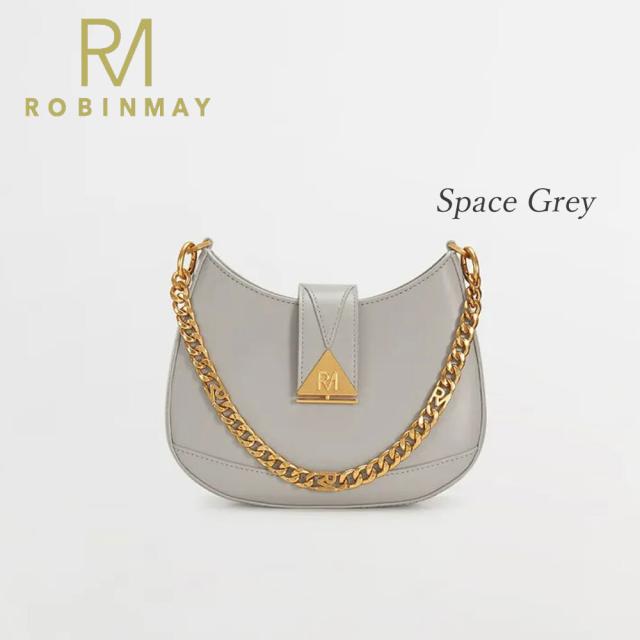 保証付 返品OK 正規品 ROBINMAY ロビンメイ B200 Land of Water Shoulder Bag レディース RMロゴ エレガントチェーンショルダーバッグ ナナメ掛け ハンドバッグ 春夏秋冬 ビーガンレザー ヴィーガン ミニバッグ シルバー 三角ロゴ 20代 30代 40代 50代 60代 公式_5
