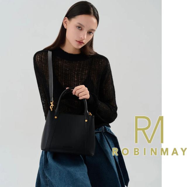 保証付 返品OK 正規品 ROBINMAY ロビンメイ B217 米?手提包 レディース RMロゴ スクエアハンドバッグ シンプル ショルダーバッグ バイカラーショルダー ミニボストン 春夏秋冬 ビーガンレザー ヴィーガン 人気 30代 40代 20代 台湾発 仕切り 2way バッグ 小さめ_4