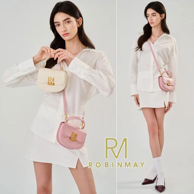 保証付 返品OK 正規品 ROBINMAY　ロビンメイ B223 Elly半圓手提包 レディース RMロゴ レトロ ショルダー バッグ クラシカル 春夏秋冬レザー ヴィーガン サステナブル 大人可愛い 台湾発　20代 30代 40代 50代 60代 公式 ミニショルダー サドルバッグ 人気ブランド_5