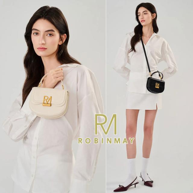 保証付 返品OK 正規品 ROBINMAY　ロビンメイ B223 Elly半圓手提包 レディース RMロゴ レトロ ショルダー バッグ クラシカル 春夏秋冬レザー ヴィーガン サステナブル 大人可愛い 台湾発　20代 30代 40代 50代 60代 公式 ミニショルダー サドルバッグ 人気ブランド_6