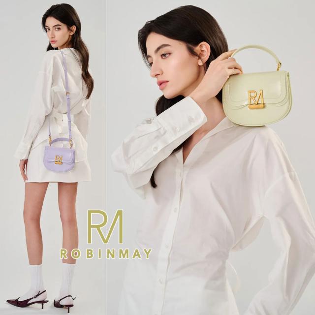 保証付 返品OK 正規品 ROBINMAY　ロビンメイ B223 Elly半圓手提包 レディース RMロゴ レトロ ショルダー バッグ クラシカル 春夏秋冬レザー ヴィーガン サステナブル 大人可愛い 台湾発　20代 30代 40代 50代 60代 公式 ミニショルダー サドルバッグ 人気ブランド_7