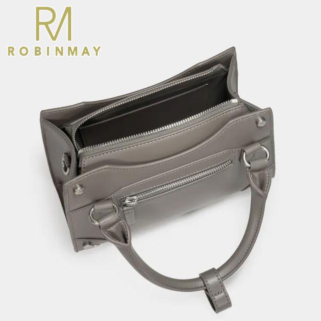 保証付 返品OK 正規品 ROBINMAY ロビンメイ B241 シンプル スタッズ クール 2WAYバッグ ミニボストン ハンドバッグ ショルダー 春夏秋冬 ビーガンレザー 通勤通学 人気 30代 40代 20代 SDGs サステナブル 台湾 鞄 ナナメ掛け スクエアバッグ ミニ 玩酷黒曜手提包_11