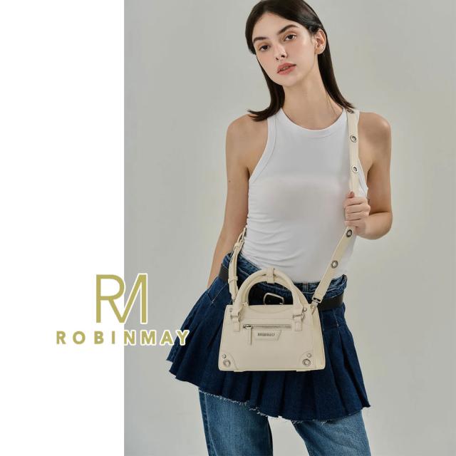 保証付 返品OK 正規品 ROBINMAY ロビンメイ B241 シンプル スタッズ クール 2WAYバッグ ミニボストン ハンドバッグ ショルダー 春夏秋冬 ビーガンレザー 通勤通学 人気 30代 40代 20代 SDGs サステナブル 台湾 鞄 ナナメ掛け スクエアバッグ ミニ 玩酷黒曜手提包_5