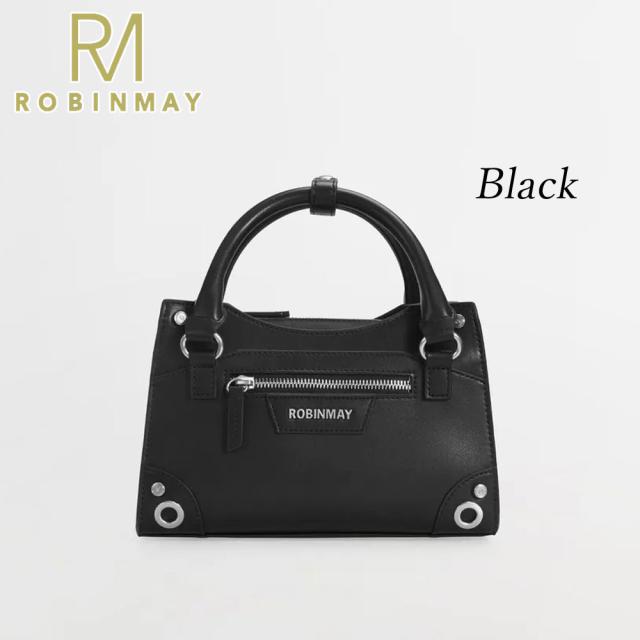 保証付 返品OK 正規品 ROBINMAY ロビンメイ B241 シンプル スタッズ クール 2WAYバッグ ミニボストン ハンドバッグ ショルダー 春夏秋冬 ビーガンレザー 通勤通学 人気 30代 40代 20代 SDGs サステナブル 台湾 鞄 ナナメ掛け スクエアバッグ ミニ 玩酷黒曜手提包_6