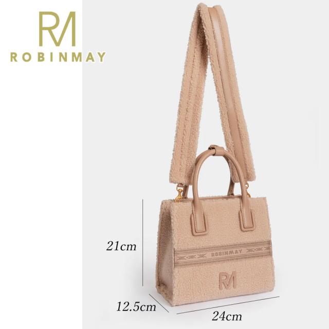 保証付 返品OK 正規品 ROBINMAY ロビンメイ B256 月桂女神手提包 羊羔毛 レディース RM ラムウール ハンドバッグ ダブルストラップ ショルダー 大人気 ビーガン トートバッグ 高見えジャガード刺繍 台湾発 X Ella 30代 40代 50代 60代 公式 カジュアル ボア バッグ_10
