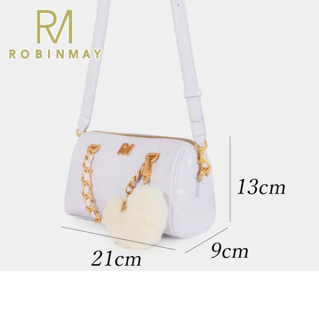 保証付 返品OK 正規品 ROBINMAY ロビンメイ B258 レディース リッチ ミニボストン ショルダー ハンドバッグ クラシカル 春夏秋冬 ビーガンレザー 通勤通学 人気 30代 40代 20代 SDGs サステナブル 台湾 鞄 ナナメ掛け RMロゴ SHINYHEART 手提包 ファーハートチャーム_12