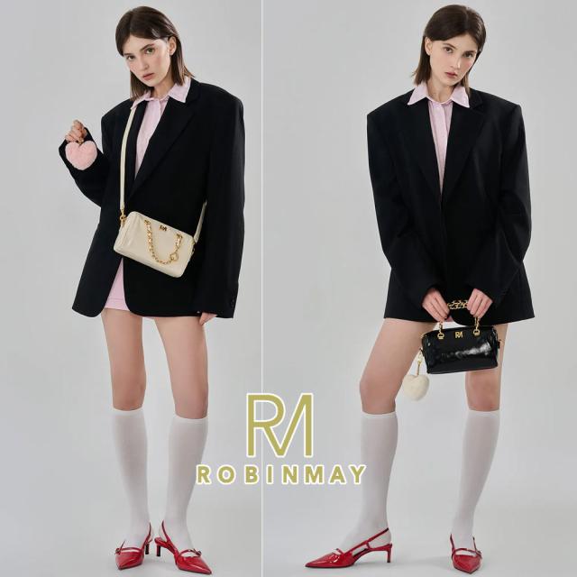 保証付 返品OK 正規品 ROBINMAY ロビンメイ B258 レディース リッチ ミニボストン ショルダー ハンドバッグ クラシカル 春夏秋冬 ビーガンレザー 通勤通学 人気 30代 40代 20代 SDGs サステナブル 台湾 鞄 ナナメ掛け RMロゴ SHINYHEART 手提包 ファーハートチャーム_2