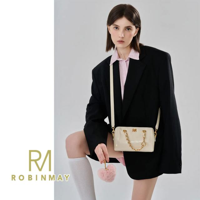 保証付 返品OK 正規品 ROBINMAY ロビンメイ B258 レディース リッチ ミニボストン ショルダー ハンドバッグ クラシカル 春夏秋冬 ビーガンレザー 通勤通学 人気 30代 40代 20代 SDGs サステナブル 台湾 鞄 ナナメ掛け RMロゴ SHINYHEART 手提包 ファーハートチャーム_3