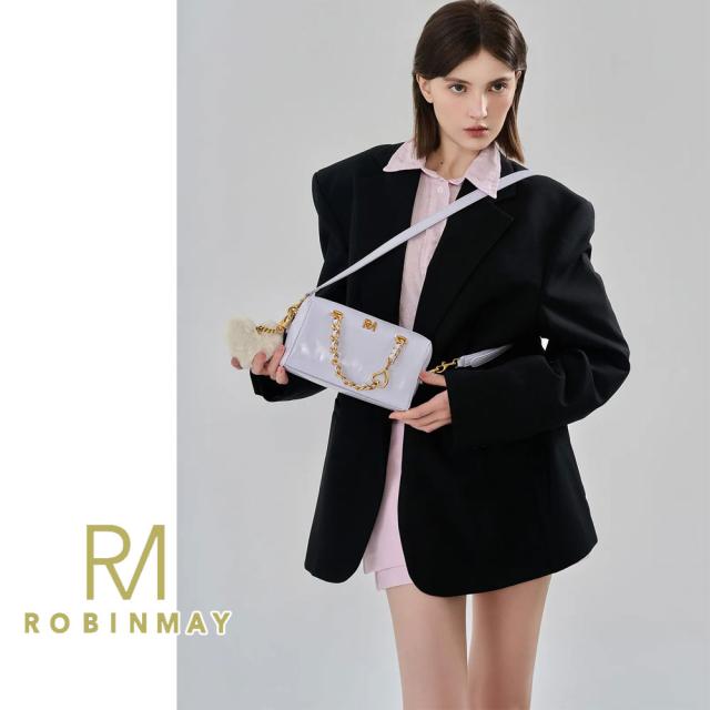 保証付 返品OK 正規品 ROBINMAY ロビンメイ B258 レディース リッチ ミニボストン ショルダー ハンドバッグ クラシカル 春夏秋冬 ビーガンレザー 通勤通学 人気 30代 40代 20代 SDGs サステナブル 台湾 鞄 ナナメ掛け RMロゴ SHINYHEART 手提包 ファーハートチャーム_5