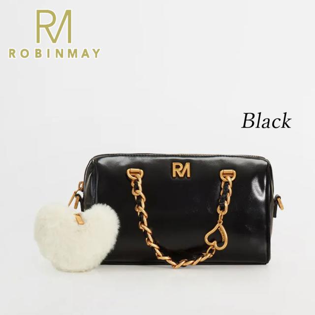 保証付 返品OK 正規品 ROBINMAY ロビンメイ B258 レディース リッチ ミニボストン ショルダー ハンドバッグ クラシカル 春夏秋冬 ビーガンレザー 通勤通学 人気 30代 40代 20代 SDGs サステナブル 台湾 鞄 ナナメ掛け RMロゴ SHINYHEART 手提包 ファーハートチャーム_6