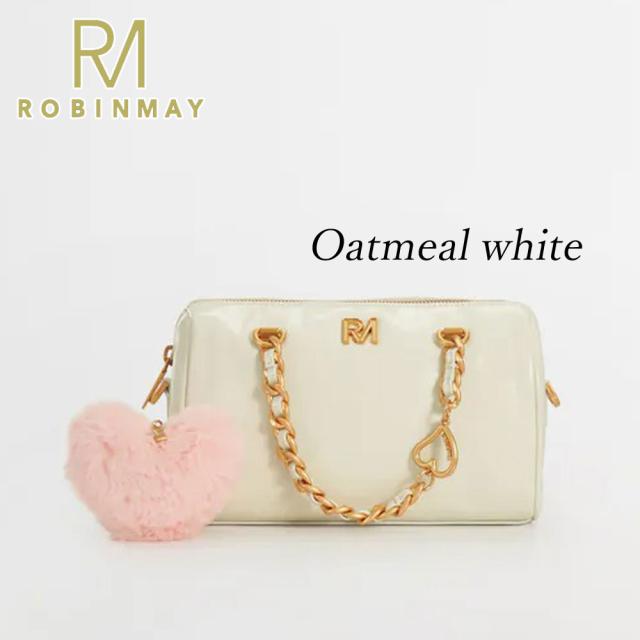 保証付 返品OK 正規品 ROBINMAY ロビンメイ B258 レディース リッチ ミニボストン ショルダー ハンドバッグ クラシカル 春夏秋冬 ビーガンレザー 通勤通学 人気 30代 40代 20代 SDGs サステナブル 台湾 鞄 ナナメ掛け RMロゴ SHINYHEART 手提包 ファーハートチャーム_8