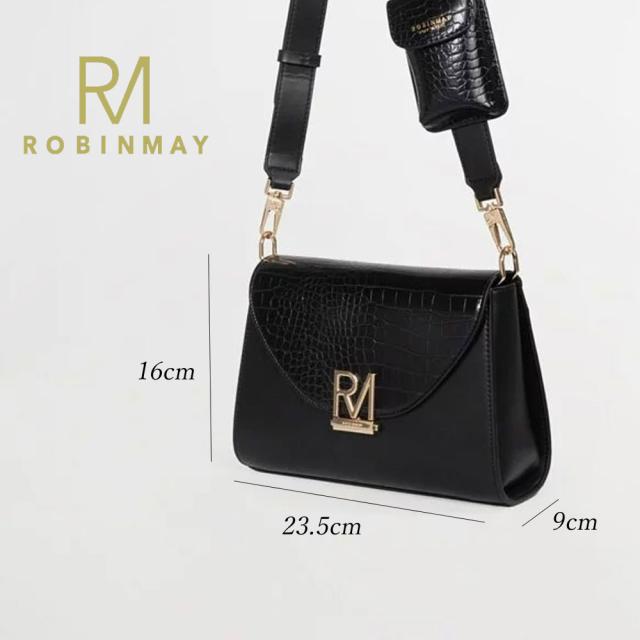 保証付 返品OK ROBINMAY　ロビンメイ 正規代理店 C182 Smoky Rock Roll Cross Body Bag レディース クロコ型押し クロコダイル柄 ショルダー チェーンショルダー ミニバッグ 春夏秋冬 ビーガンレザー ヴィーガン 30代 40代 SDGs サステナブル 刻印 大人鞄 公式_9