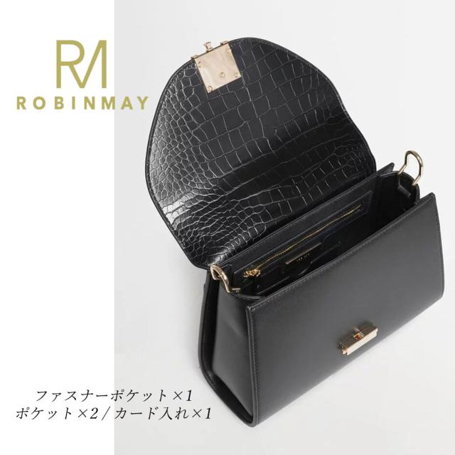 保証付 返品OK ROBINMAY　ロビンメイ 正規代理店 C182 Smoky Rock Roll Cross Body Bag レディース クロコ型押し クロコダイル柄 ショルダー チェーンショルダー ミニバッグ 春夏秋冬 ビーガンレザー ヴィーガン 30代 40代 SDGs サステナブル 刻印 大人鞄 公式_10