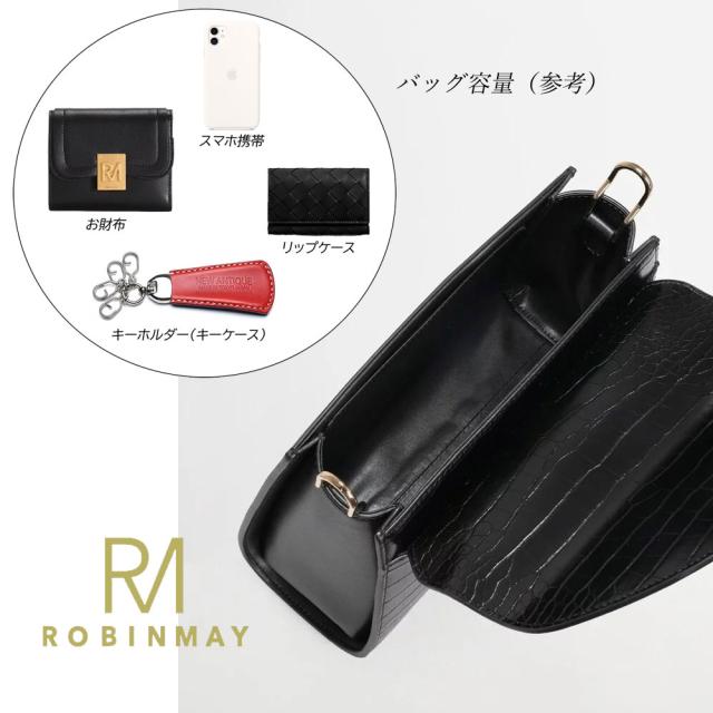 保証付 返品OK ROBINMAY　ロビンメイ 正規代理店 C182 Smoky Rock Roll Cross Body Bag レディース クロコ型押し クロコダイル柄 ショルダー チェーンショルダー ミニバッグ 春夏秋冬 ビーガンレザー ヴィーガン 30代 40代 SDGs サステナブル 刻印 大人鞄 公式_11
