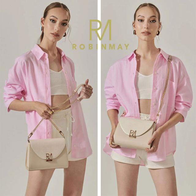 保証付 返品OK ROBINMAY　ロビンメイ 正規代理店 C182 Smoky Rock Roll Cross Body Bag レディース クロコ型押し クロコダイル柄 ショルダー チェーンショルダー ミニバッグ 春夏秋冬 ビーガンレザー ヴィーガン 30代 40代 SDGs サステナブル 刻印 大人鞄 公式_2