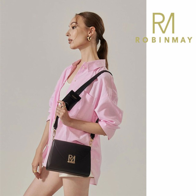 保証付 返品OK ROBINMAY　ロビンメイ 正規代理店 C182 Smoky Rock Roll Cross Body Bag レディース クロコ型押し クロコダイル柄 ショルダー チェーンショルダー ミニバッグ 春夏秋冬 ビーガンレザー ヴィーガン 30代 40代 SDGs サステナブル 刻印 大人鞄 公式_4