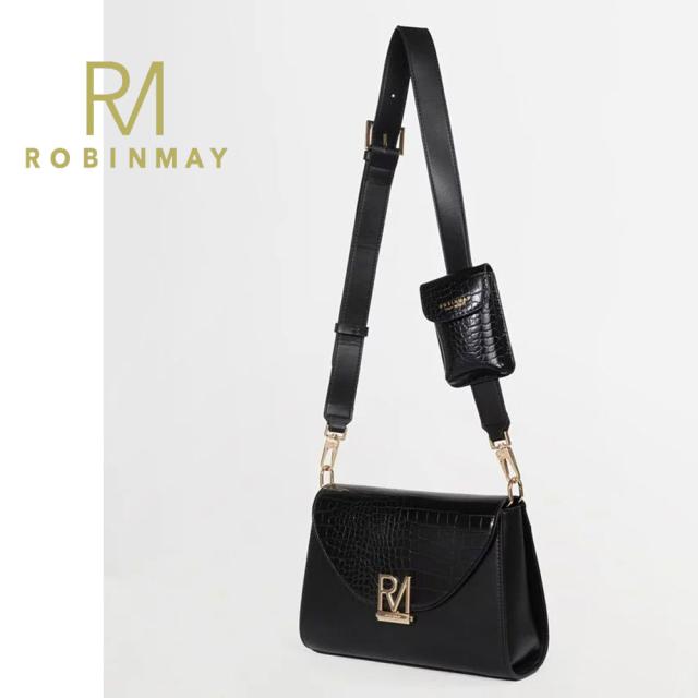 保証付 返品OK ROBINMAY　ロビンメイ 正規代理店 C182 Smoky Rock Roll Cross Body Bag レディース クロコ型押し クロコダイル柄 ショルダー チェーンショルダー ミニバッグ 春夏秋冬 ビーガンレザー ヴィーガン 30代 40代 SDGs サステナブル 刻印 大人鞄 公式_8