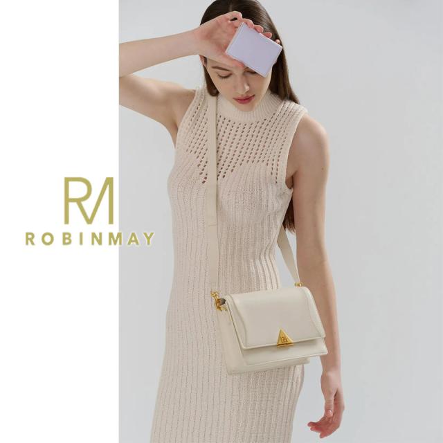 保証付 返品OK 正規品 ROBINMAY ロビンメイ C291 Triangle 粗鏈斜背包 レディース RMロゴ エレガント リッチ スクエアバッグ カードケース付 チェーンショルダー レトロクラシカル 春夏秋冬 ビーガンレザー ヴィーガン 人気 30代 40代 SDGs サステナブル ブルー 台湾_3