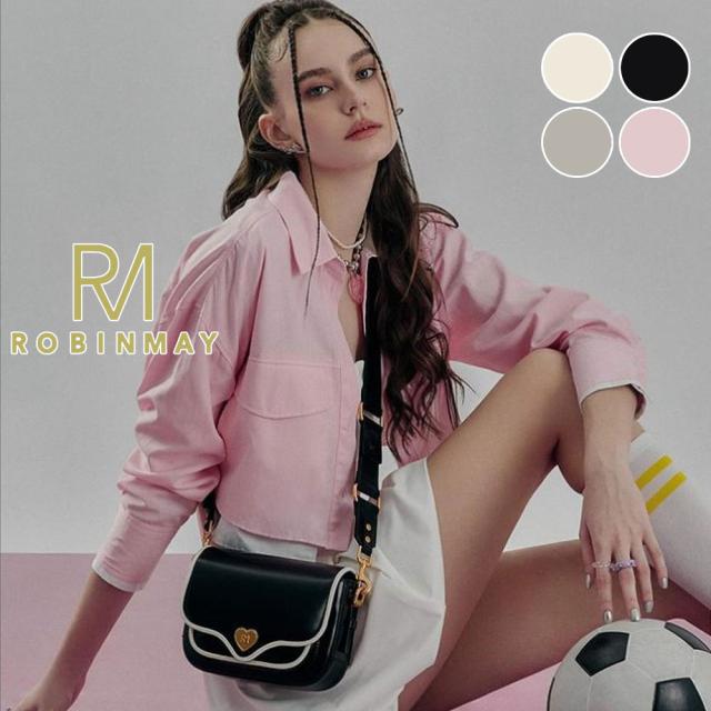 保証付 返品OK 正規品 2024 ROBINMAY　ロビンメイ C349 桃心蔓蔓斜背包 レディース バイカラー ハートロゴ レトロ ショルダー クラシカル 春夏秋冬レザー ヴィーガン サステナブル 大人可愛い 台湾発　20代 30代 40代 50代 60代 公式 ミニショルダー スクエアバッグ